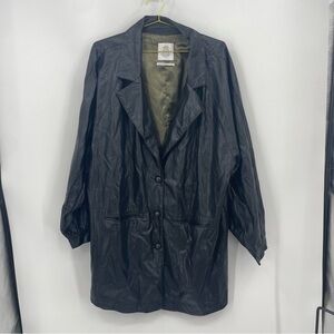 Urban Outfitters Jacket Womens Size XL Black Oversized Faux Leather Overcoat